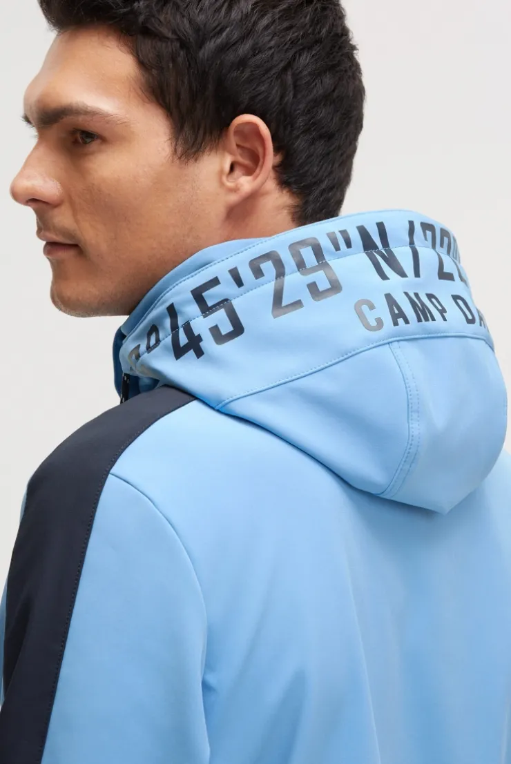 Softshelljacke mit abtrennbarer Logo-Kapuze electric sky