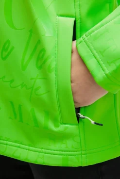 Softshelljacke mit Kapuze und Glossy All Over Print neon leaf | S