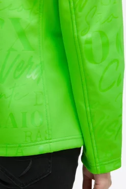 Softshelljacke mit Kapuze und Glossy All Over Print neon leaf | S
