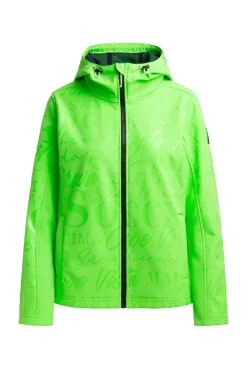 Softshelljacke mit Kapuze und Glossy All Over Print neon leaf | S