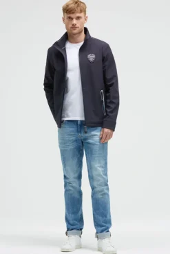 Softshelljacke mit Patch und Print blue navy