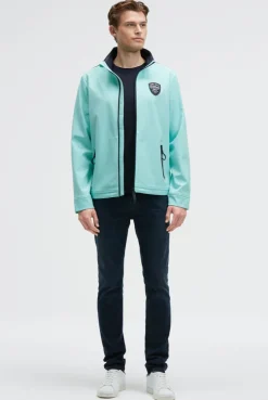Softshelljacke mit Patch und Print new aqua