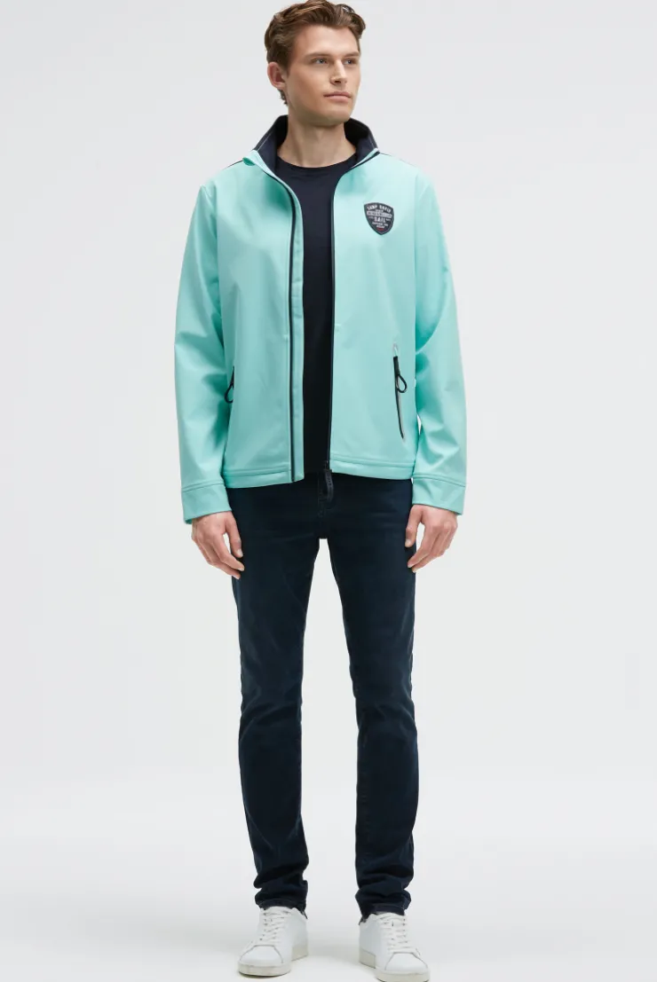 Softshelljacke mit Patch und Print new aqua