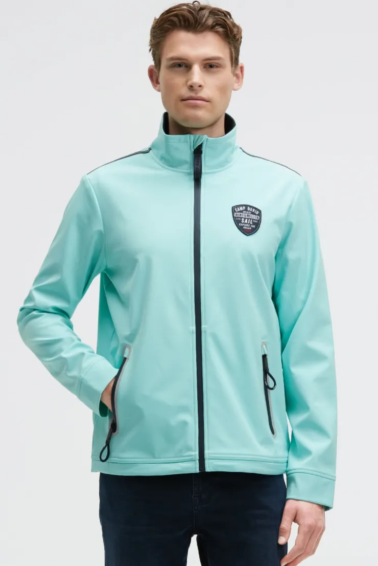 Softshelljacke mit Patch und Print new aqua