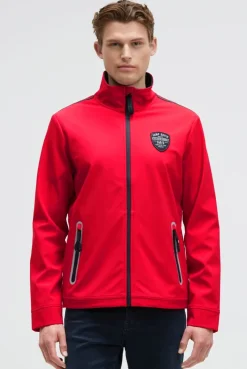 Softshelljacke mit Patch und Print summer red