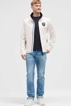 Softshelljacke mit Patch und Print ivory