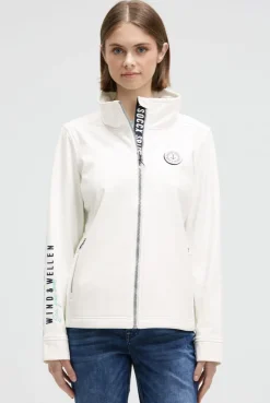 Softshelljacke mit Ärmelprint und Stickereien ivory | XS