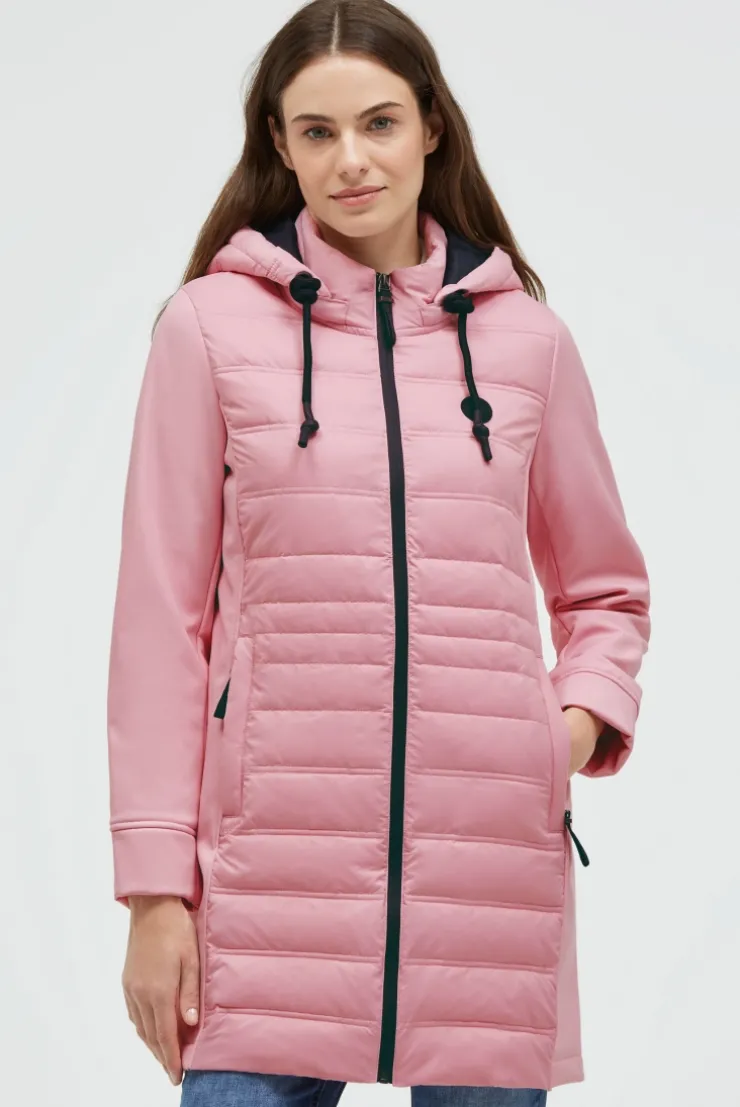 Softshell-Parka mit Kapuze im tonigen Materialmix french rose