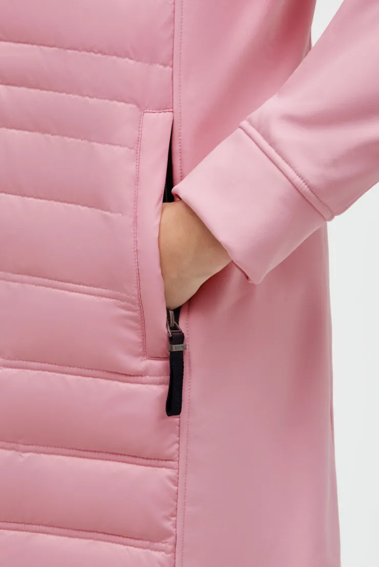 Softshell-Parka mit Kapuze im tonigen Materialmix french rose