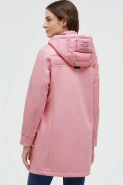 Softshell-Parka mit Kapuze im tonigen Materialmix french rose
