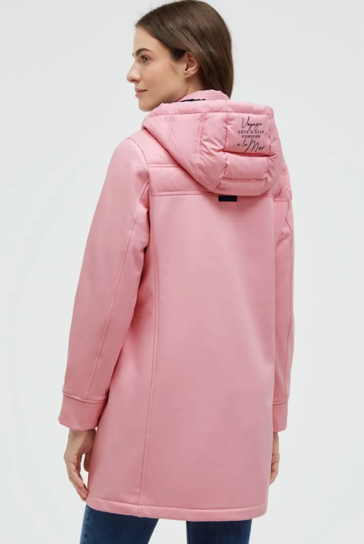 Softshell-Parka mit Kapuze im tonigen Materialmix french rose