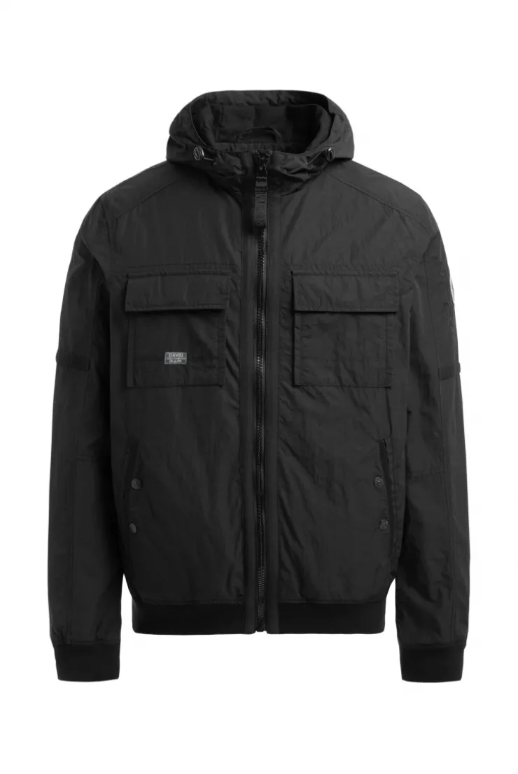 Sommer-Blouson mit Kapuze und Klappentaschen black