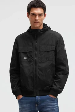 Sommer-Blouson mit Kapuze und Klappentaschen black