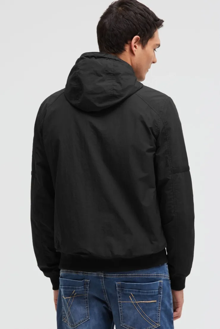 Sommer-Blouson mit Kapuze und Klappentaschen black