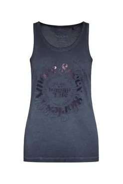 Sommertop Oil Dyed mit Print deep sea