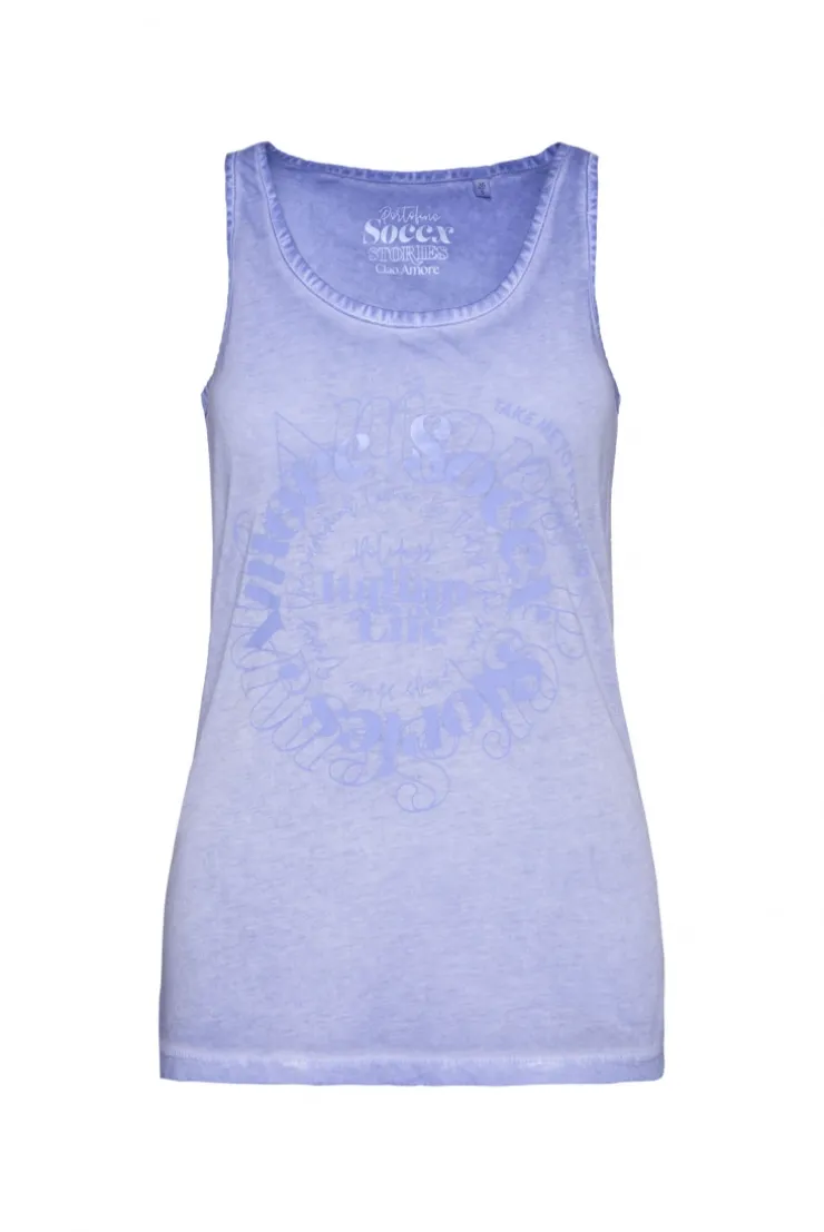 Sommertop Oil Dyed mit Print soft sky