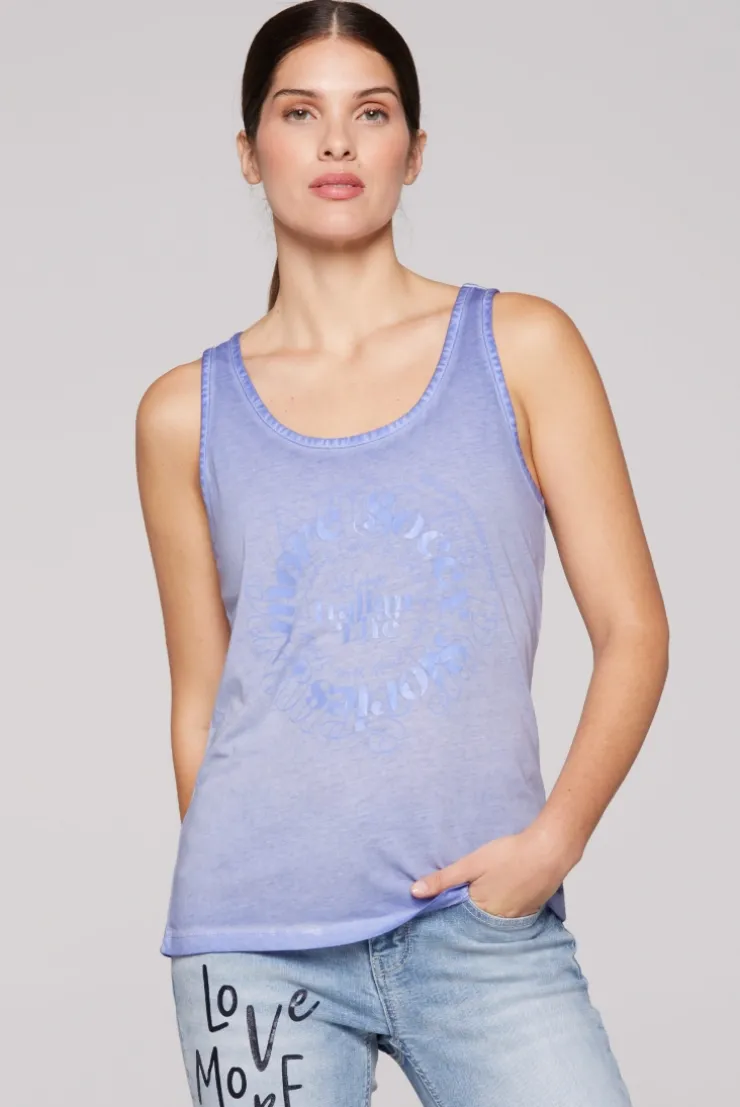Sommertop Oil Dyed mit Print soft sky