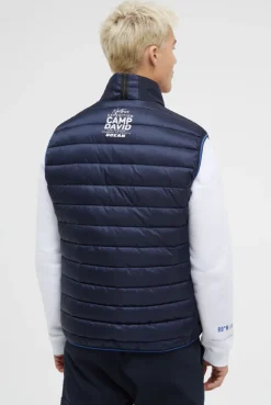 Steppweste im Materialmix mit Prints blue navy | S