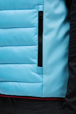 Steppweste im Materialmix mit Prints power blue