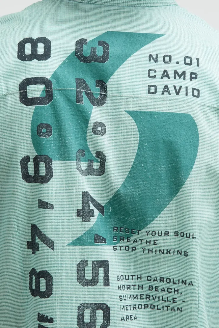 Streifenhemd Kurzarm mit Backprint island green