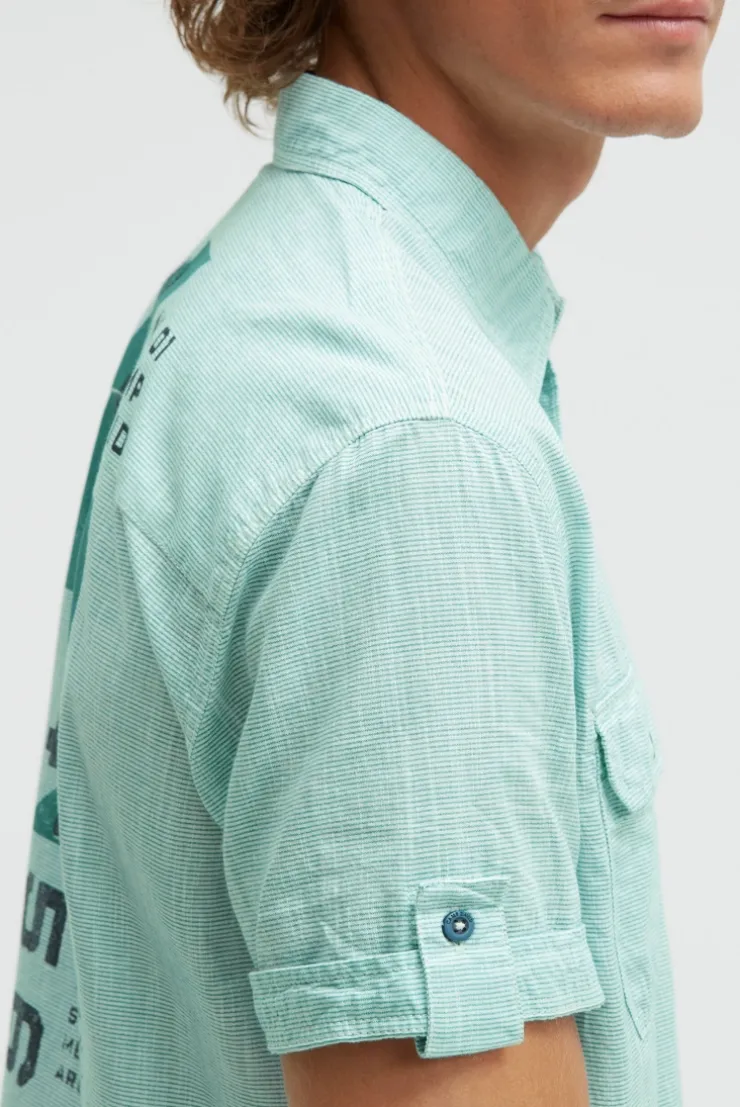 Streifenhemd Kurzarm mit Backprint island green