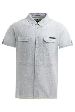 Streifenhemd Kurzarm mit Backprint blue navy