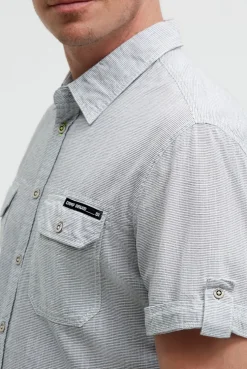 Streifenhemd Kurzarm mit Backprint blue navy