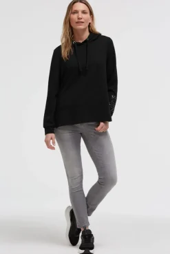 Strukturierter Hoodie mit Seitenschlitzen black