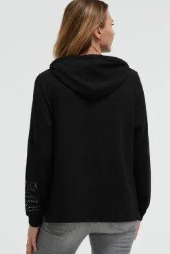 Strukturierter Hoodie mit Seitenschlitzen black