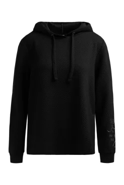 Strukturierter Hoodie mit Seitenschlitzen black