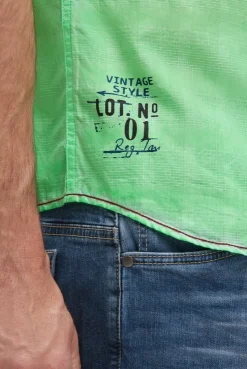 Strukturiertes Kurzarmhemd Oil Dyed mit Logo Artwork neon green