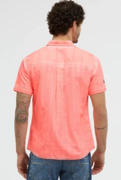 Strukturiertes Kurzarmhemd Oil Dyed mit Logo Artwork neon flame
