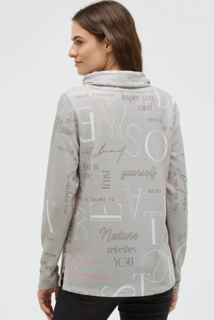 Strukturiertes Sweatshirt mit hohem Kragen und Artwork fresh grey | XS