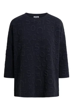 Strukturiertes Sweatshirt mit Intarsia-Artwork blue navy | XS/S