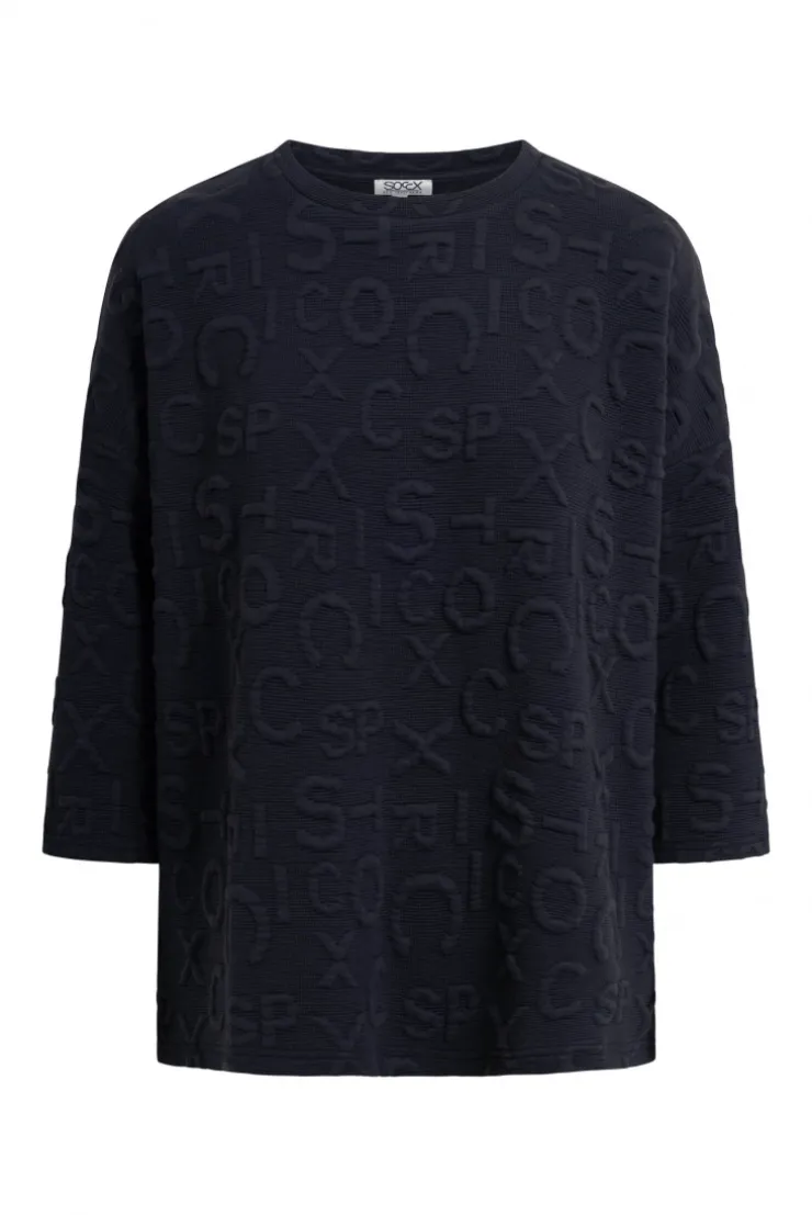 Strukturiertes Sweatshirt mit Intarsia-Artwork blue navy | XS/S