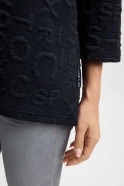 Strukturiertes Sweatshirt mit Intarsia-Artwork blue navy | XS/S
