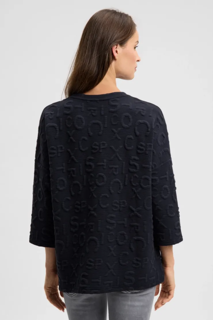 Strukturiertes Sweatshirt mit Intarsia-Artwork blue navy | XS/S