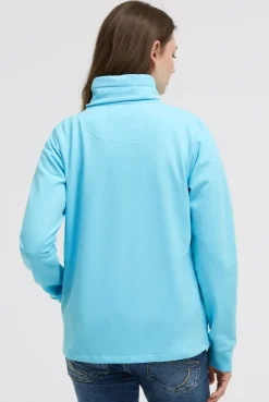 Sweatjacke mit hohem Kragen und Folienprints summer aqua