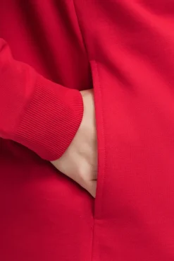 Sweatjacke mit hohem Kragen und Folienprints red orange