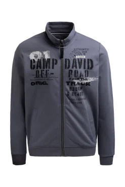 Sweatjacke mit Label Print blue grey