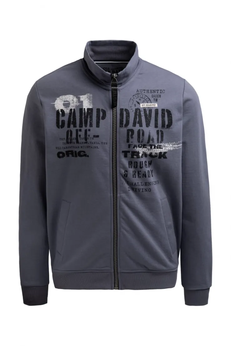 Sweatjacke mit Label Print blue grey