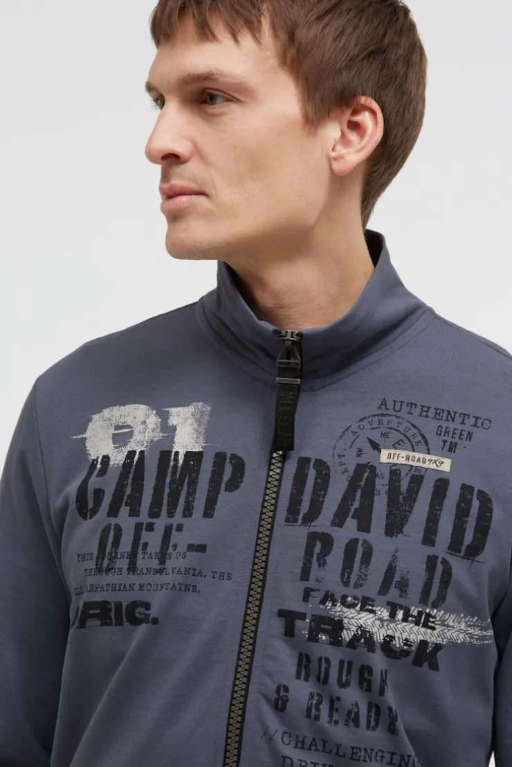 Sweatjacke mit Label Print blue grey