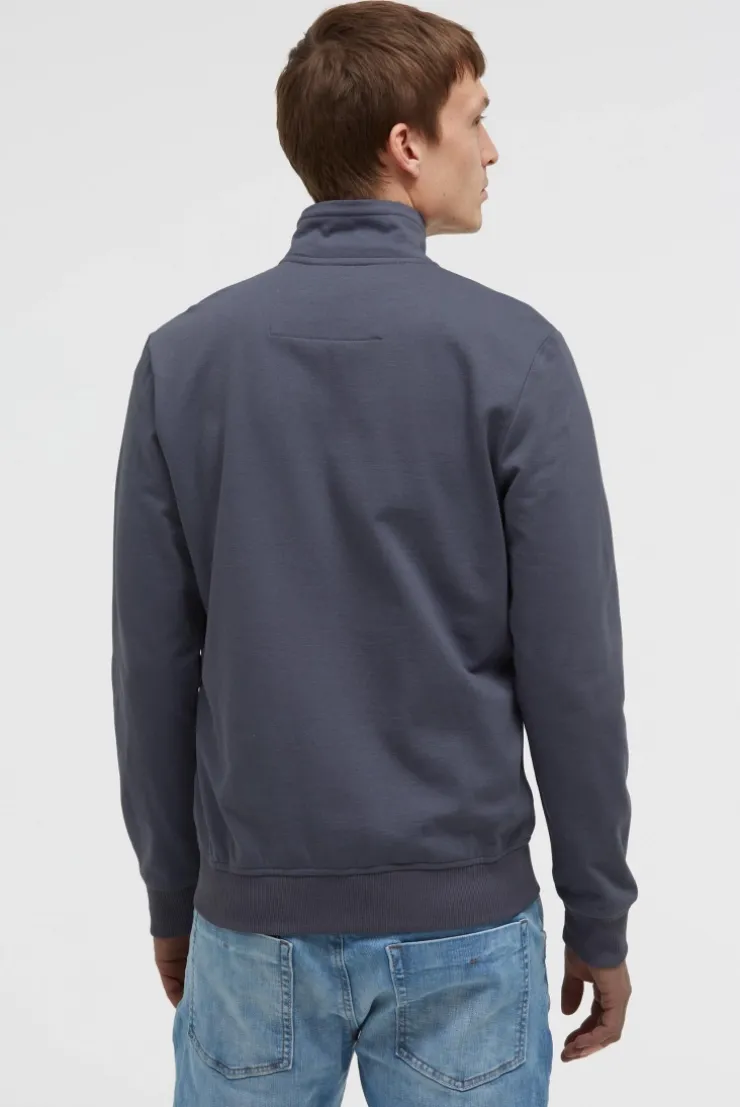 Sweatjacke mit Label Print blue grey