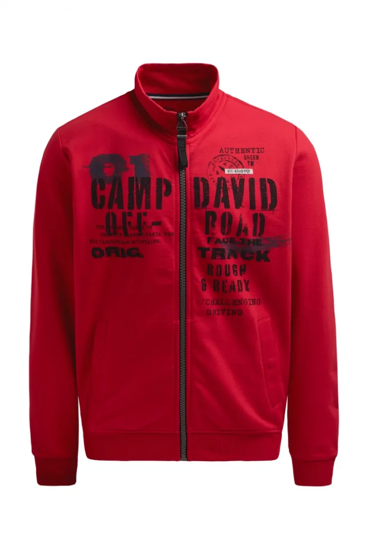 Sweatjacke mit Label Print red orange