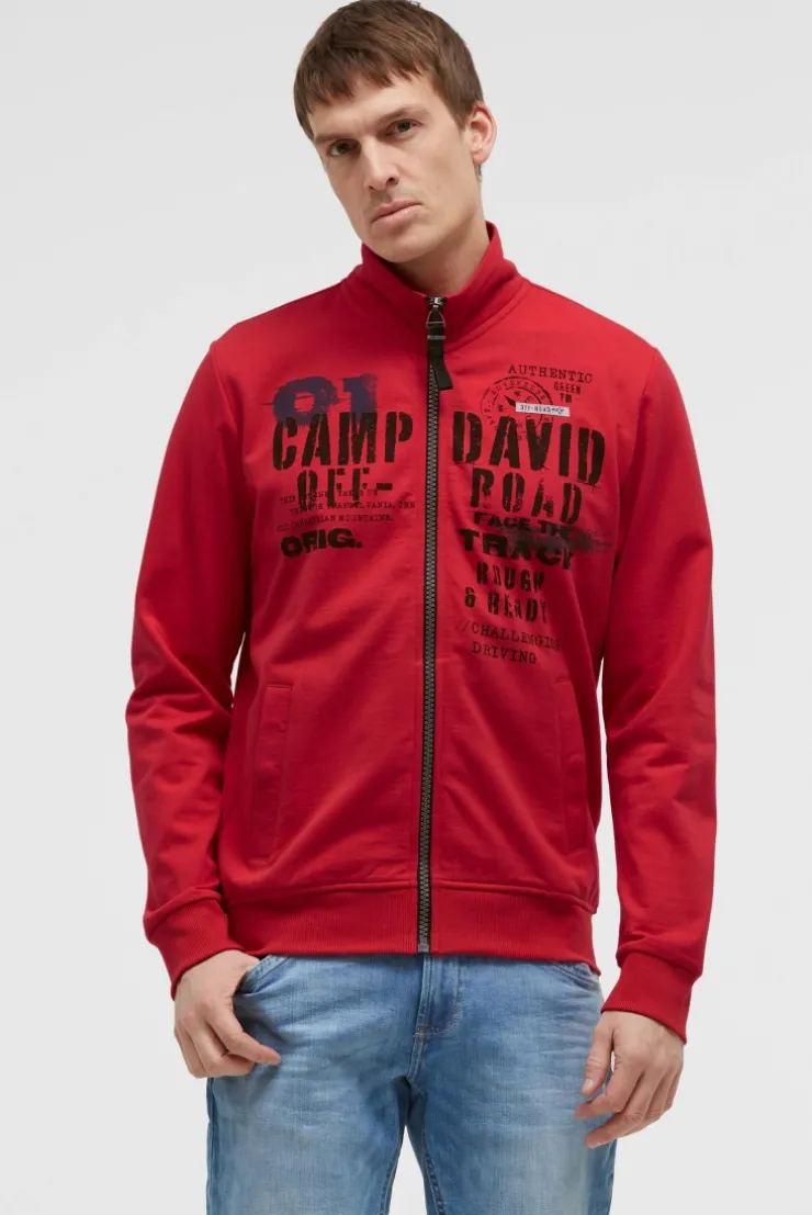 Sweatjacke mit Label Print red orange