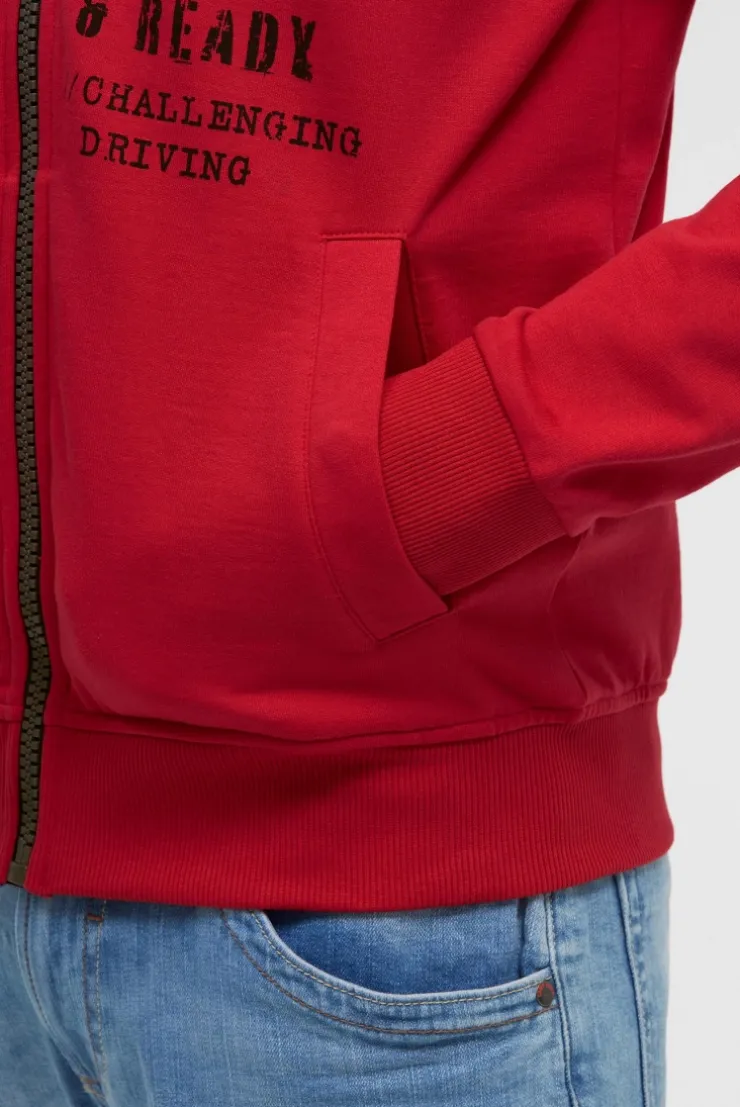 Sweatjacke mit Label Print red orange