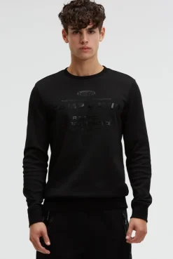 Sweatshirt aus Interlock mit Folienprint black