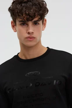 Sweatshirt aus Interlock mit Folienprint black