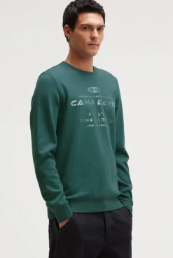 Sweatshirt aus Interlock mit Folienprint petrol green