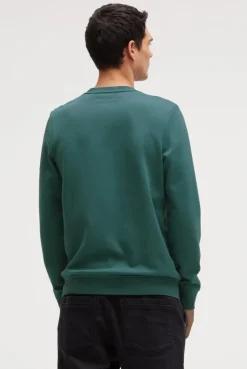 Sweatshirt aus Interlock mit Folienprint petrol green
